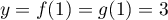 $y=f(1)=g(1)=3$
