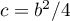 $c=b^2/4$