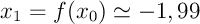 $x_1=f(x_0)\simeq-1,99$