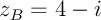 $z_B=4-i$
