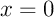 $x=0$